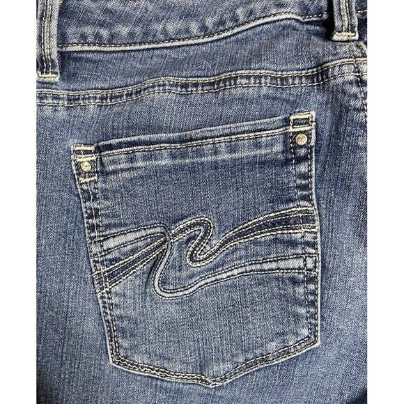 WHBM Jeans Womens 6 Blanc Peddle Pushers Denim Blue  Pants Rhinestone Accents - Picture 4 of 4